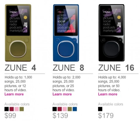 Zune 4, Zune 8 & Zune 16